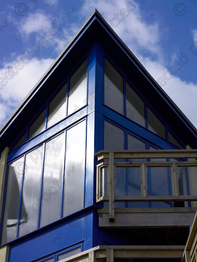 Kent coast-004 
 Detail of modern house. 
 Keywords: window, blue, modern, house, building, detail, glass, balcony, point