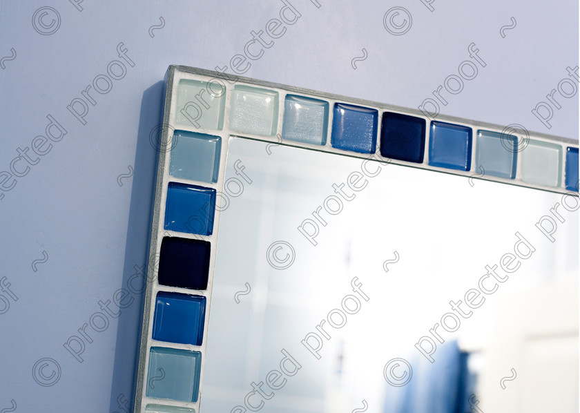 Bathroom G 
 Mirror. 
 Keywords: mirro, tiles, blue, bathroom